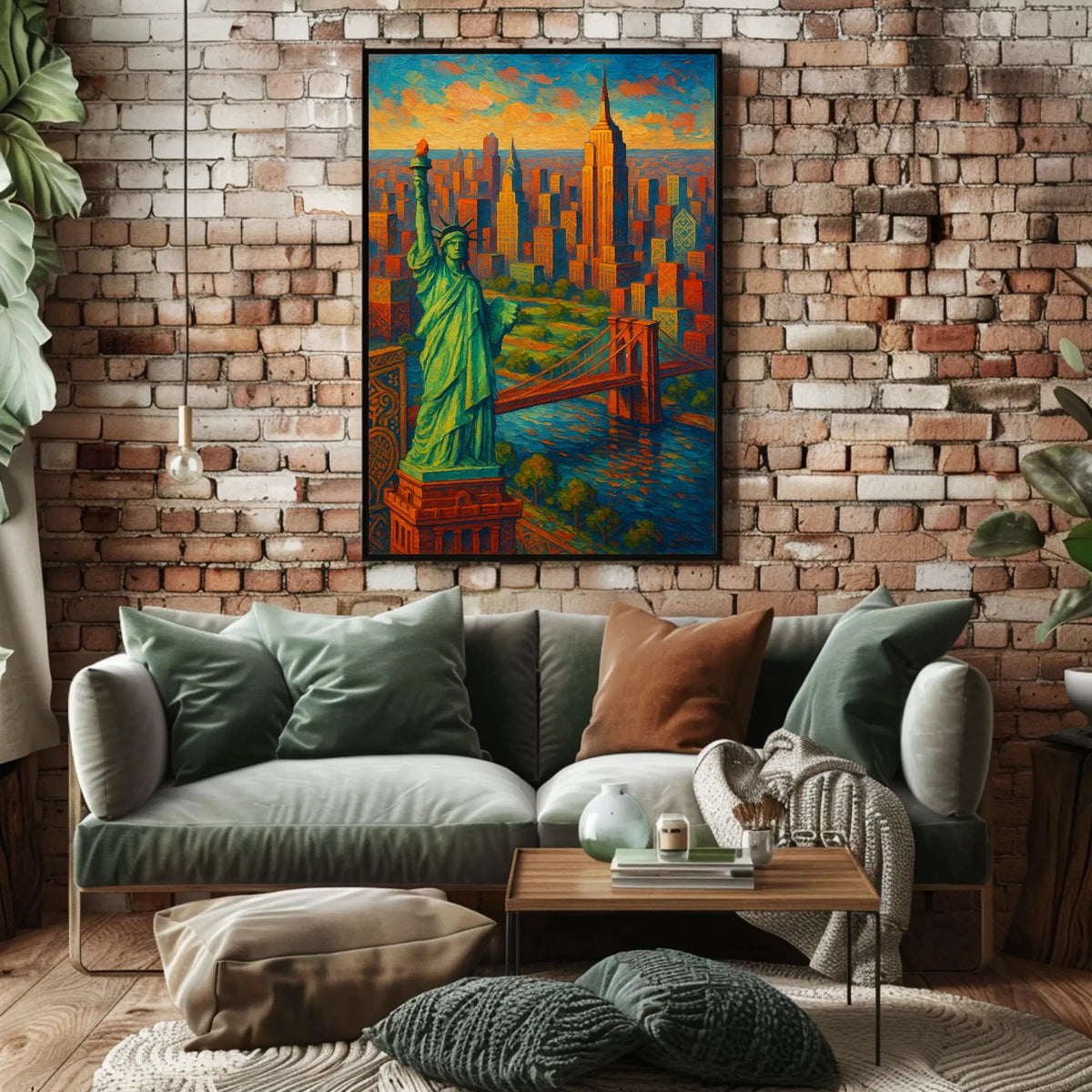 New York City Nighttime Skyline Poster Modern Wall Art