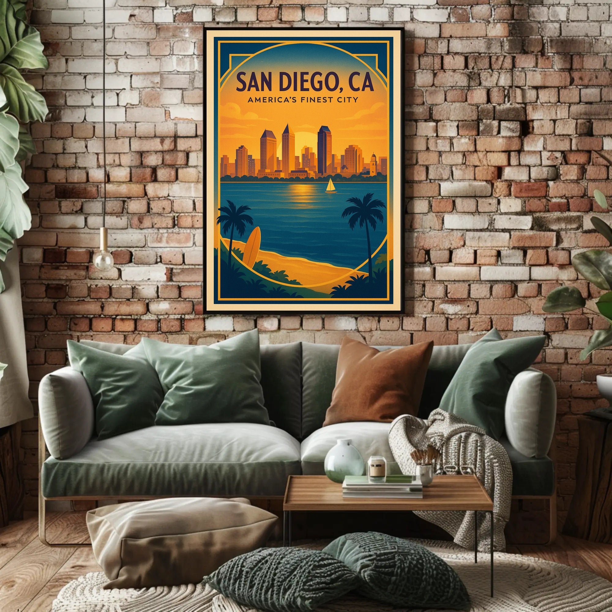 San Diego Sunset Vintage Travel Poster