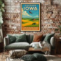 Discover Iowa's Tranquil Beauty: Vintage Travel Poster