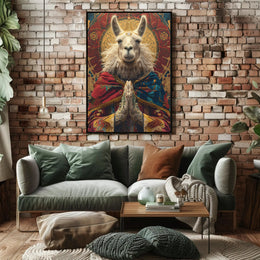 Majestic Llama in Spiritual Pose Fantasy or Mythology Poster PosterGoat