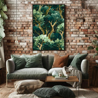 Lush Green Forest Abstract Artistic Poster