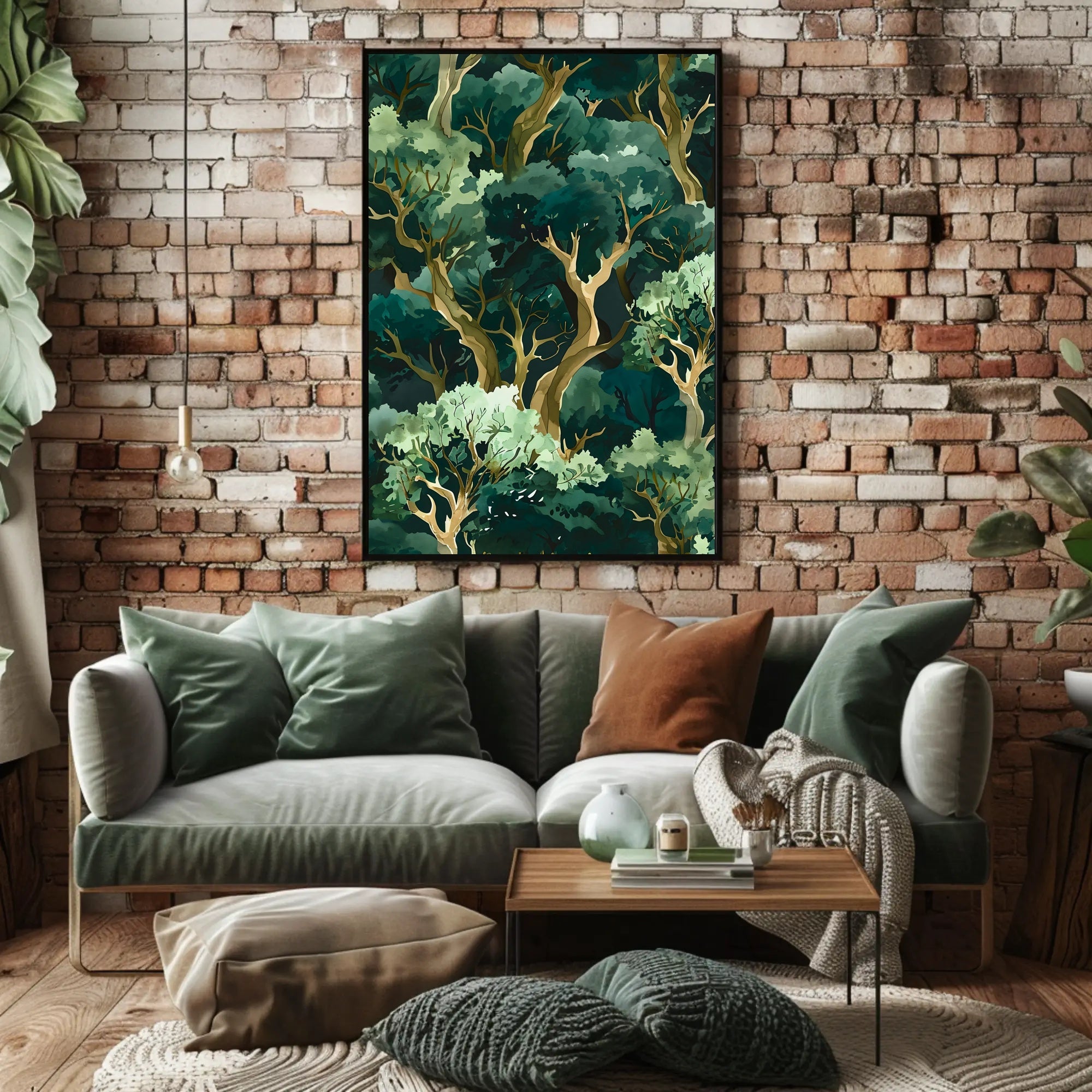 Lush Green Forest Abstract Artistic Poster