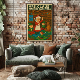 Mrs. Claus Teaching Elves Yoga Poster