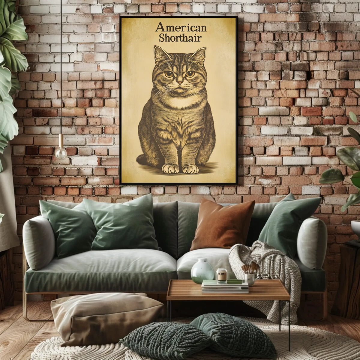American Shorthair Cat Vintage Illustration Poster