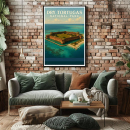 Dry Tortugas Travel Poster Vintage Coastline Print
