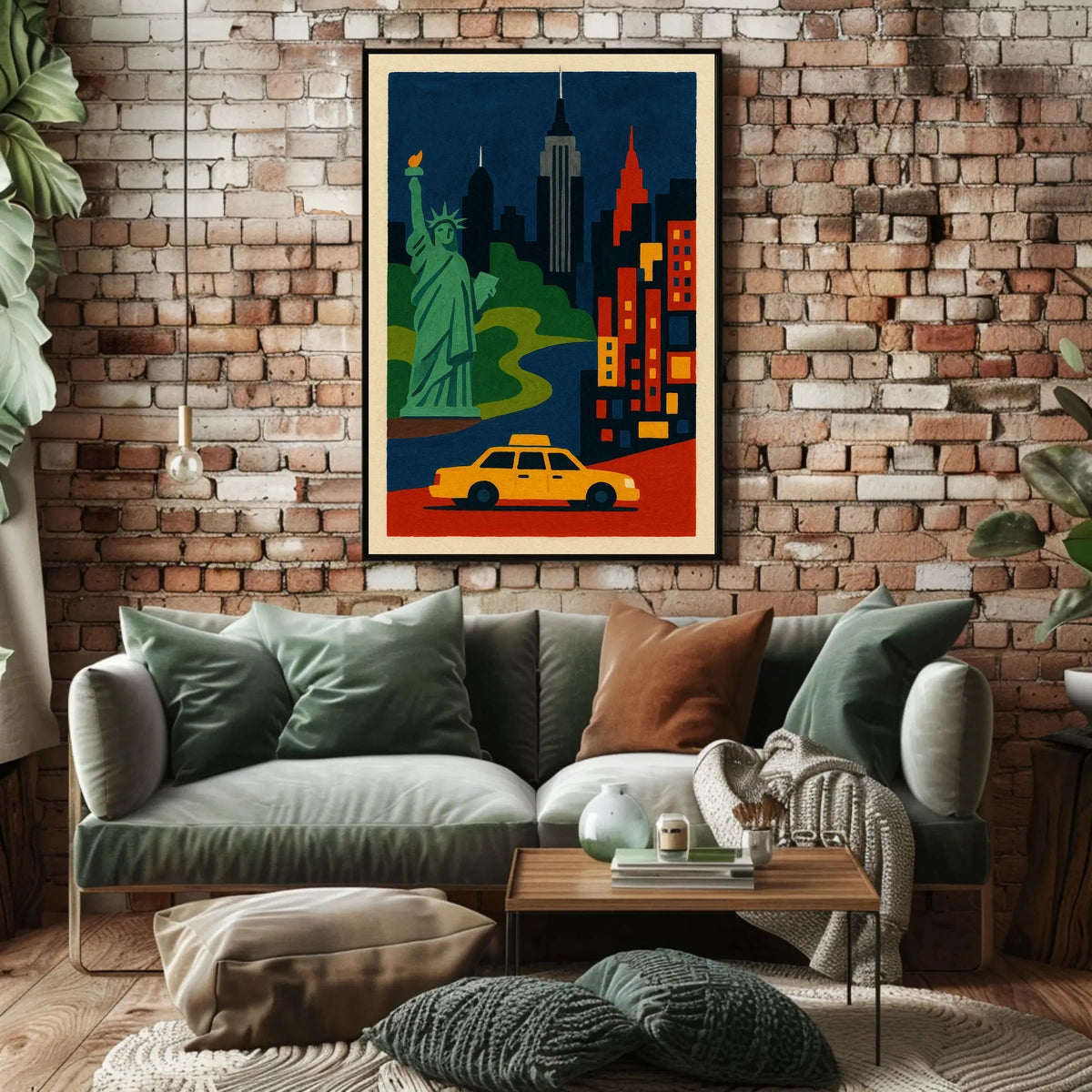 New York City Landmarks Poster Modern Wall Art For Home
