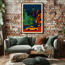 New York City Landmarks Poster Modern Wall Art For Home