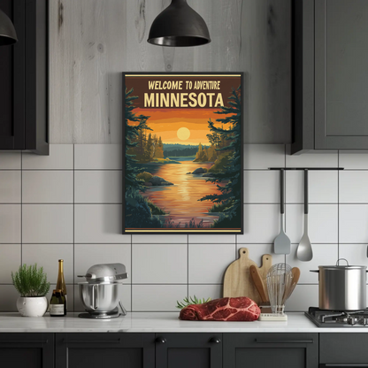 Welcome to Adventure - Minnesota Vintage Travel Poster