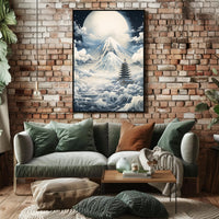 Majestic Moonlit Mount Fuji Japanese Heritage Poster