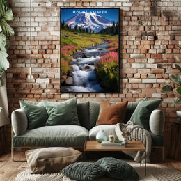 Mount Rainier Vintage Travel Poster Wall Art