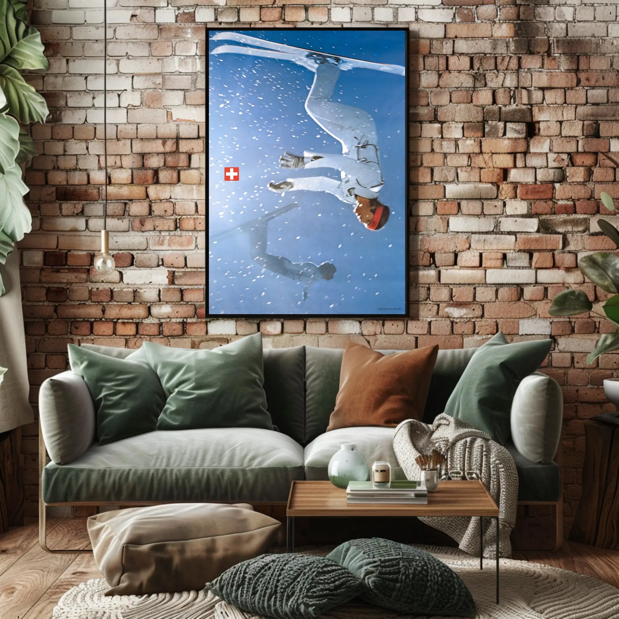 Upside Down Ski Adventure Poster PosterGoat