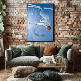Upside Down Ski Adventure Poster PosterGoat