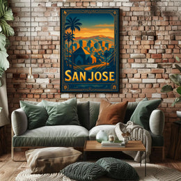 San Jose Skyline Wall Art Poster Modern Travel Print
