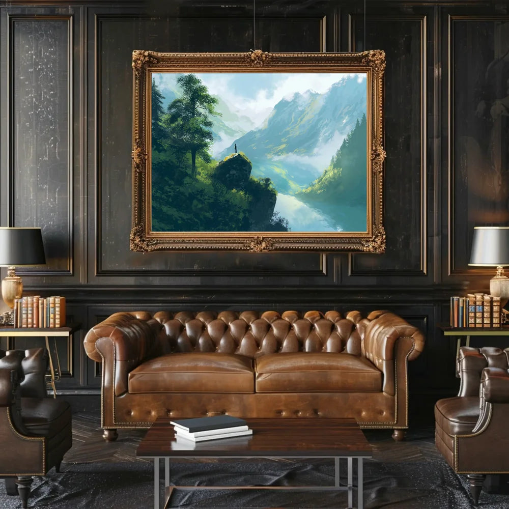Majestic Mountain Adventure Scenic Art Poster