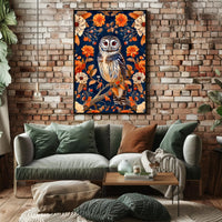 Autumn Owl in Bloom Wall Art Print