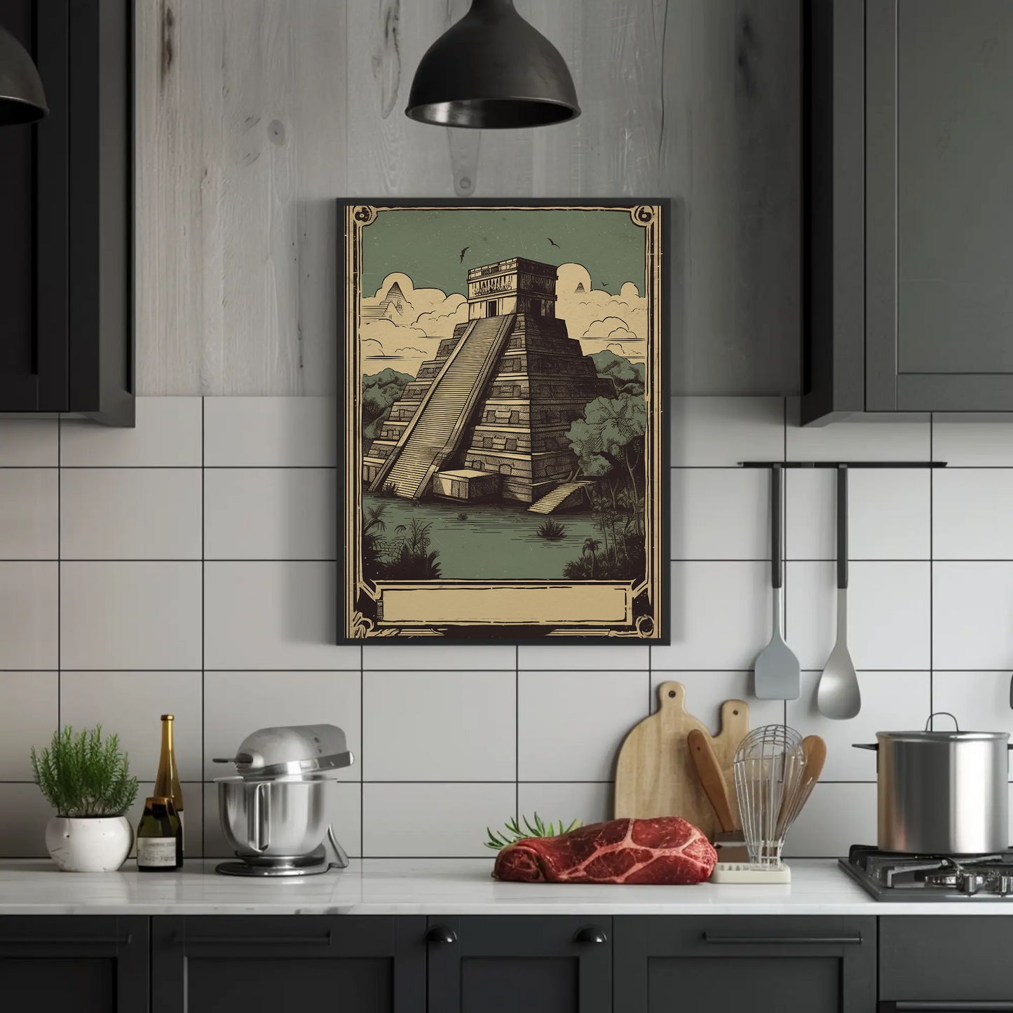 Mexico Mayan Temple Jungle Heritage Vintage Travel Poster
