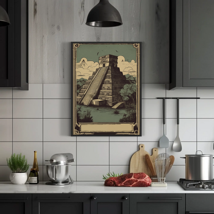 Mexico Mayan Temple Jungle Heritage Vintage Travel Poster