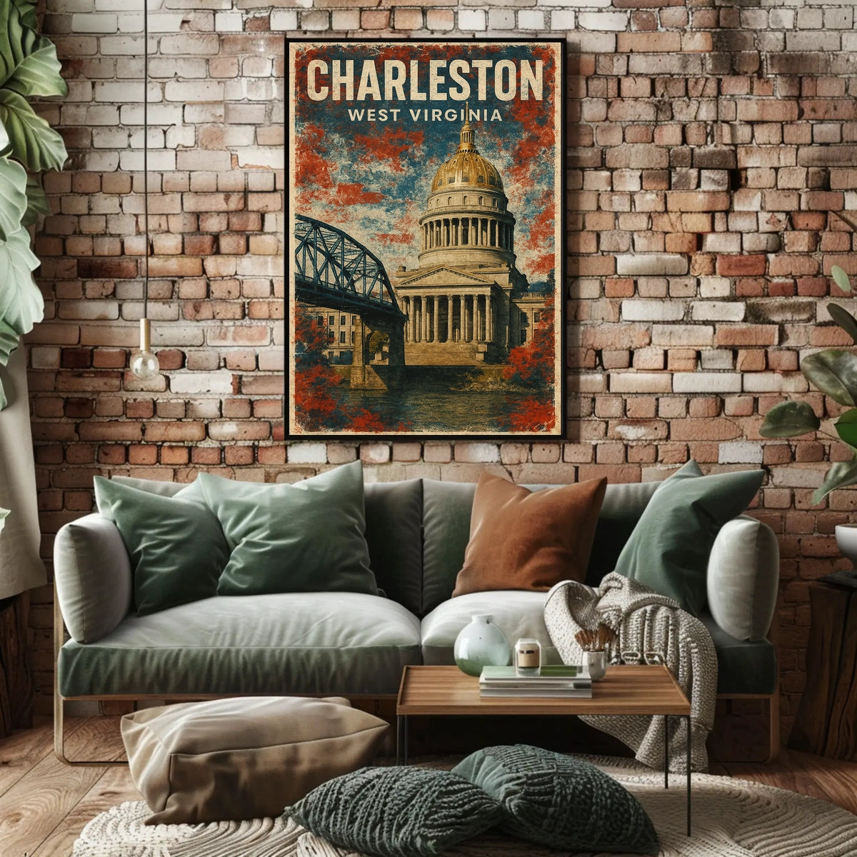 Charleston WV Skyline Wanderlust Minimalist Poster
