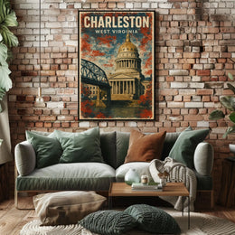 Charleston WV Skyline Wanderlust Minimalist Poster
