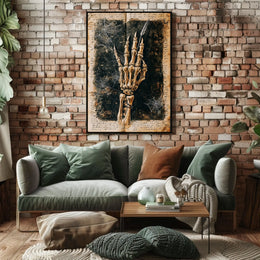 Elegant Skeletal Hand with Quill Artistic Poster