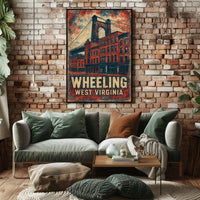 Wheeling Suspension Bridge Vintage Art Nostalgic Poster