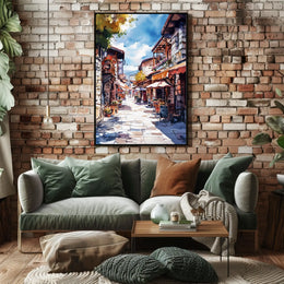 North Macedonia Skopje Old Bazaar Street Scene Poster