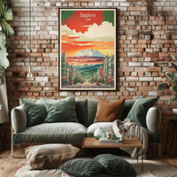 Sapporo Cityscape Japan Vintage Travel Poster