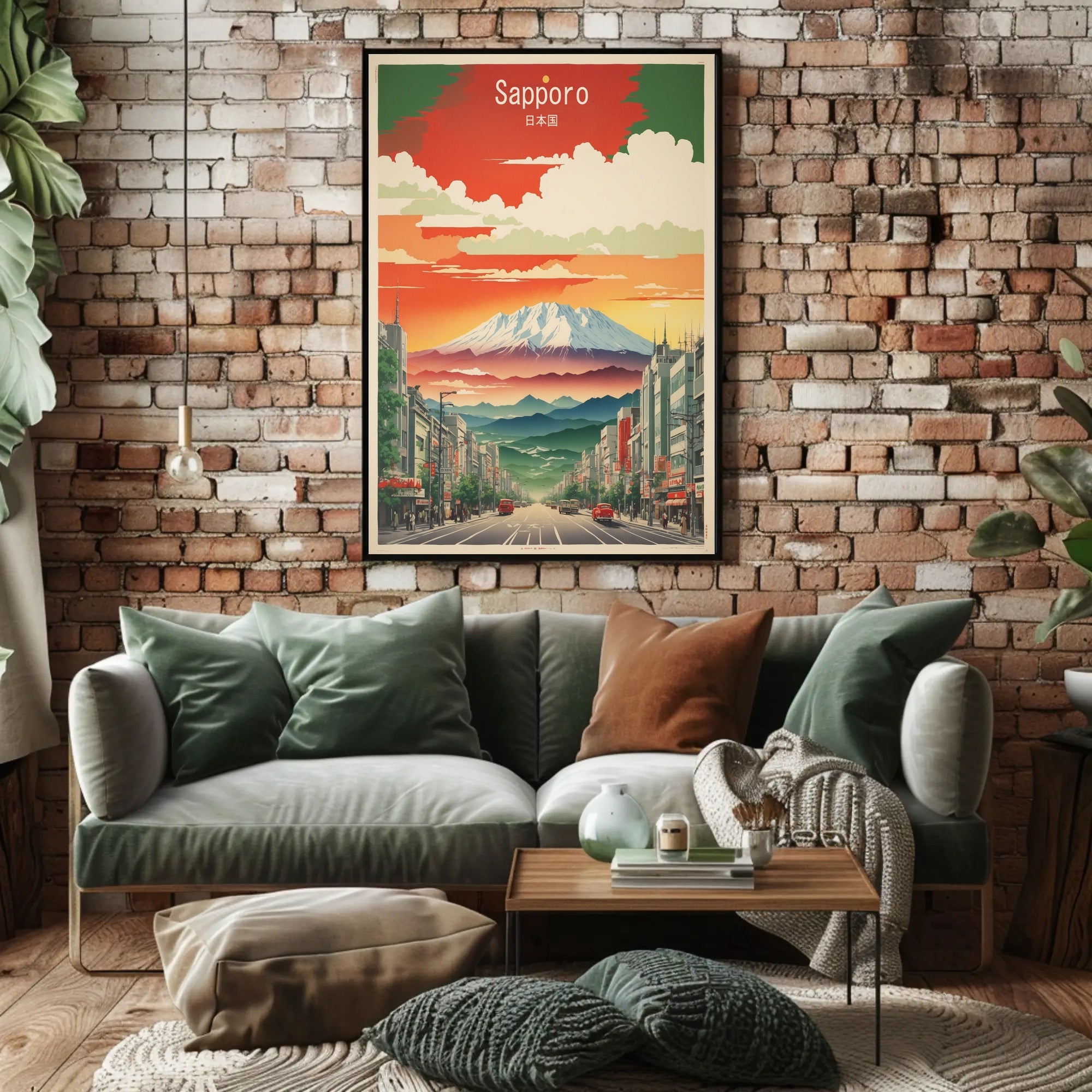 Sapporo Cityscape Japan Vintage Travel Poster