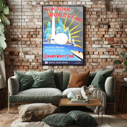 New York Worlds Fair Travel Poster Abstract Wall Art Retro