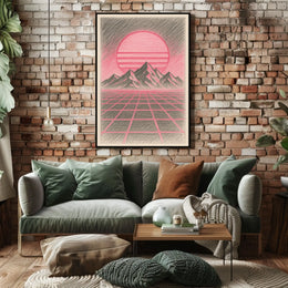 Retro-Futuristic Sci-Fi Landscape: 1980s Past Meets Future, Futuristic Sci-Fi Poster