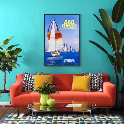 Vintage San Diego PSA Travel Sailing Vacation Poster