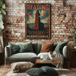 Reading Pennsylvania Cityscape Visual Journey Photography Realism Heritage Urban Life Poster