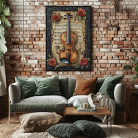 Vintage Violin and Roses Cultural or Heritage Poster