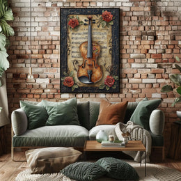 Vintage Violin and Roses Cultural or Heritage Poster