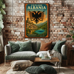 Albania Scenic Landscape Vintage Architecture Traditions Poster