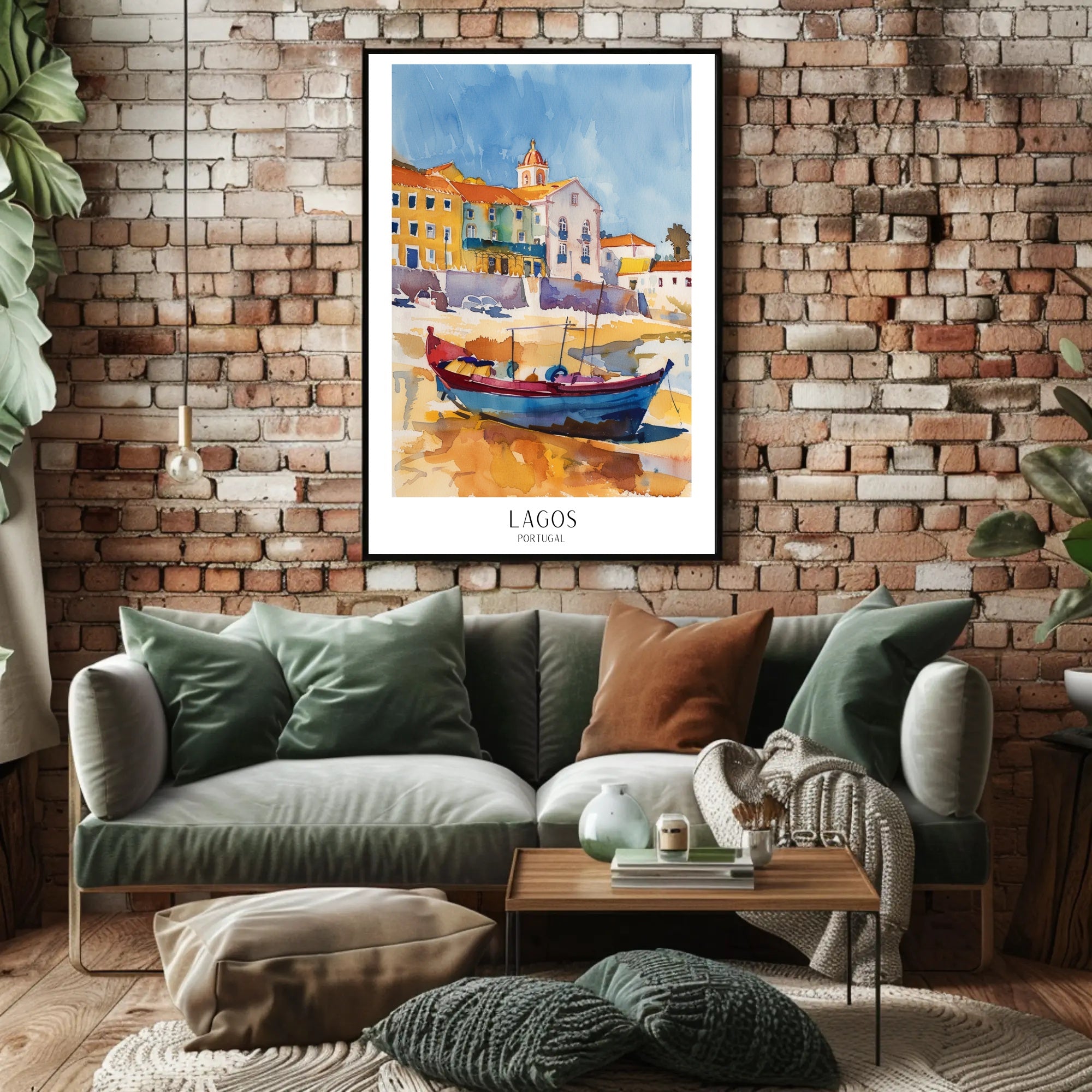 Vibrant Watercolor Coastal Scene Travel Poster PosterGoat