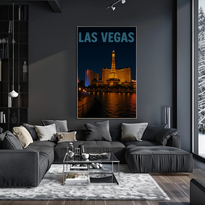 Las Vegas Eiffel Tower Hotel Night Lights Poster