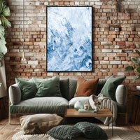 Serene Blue Abstract Marble Waves Art Poster