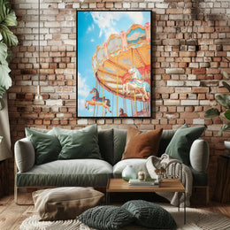 Carousel Whimsical Poster Vintage Carnival Wall Art