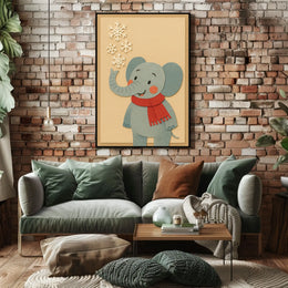 Winter Elephant Cheer Poster