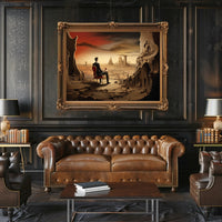 Surreal Dystopian Landscape with Red Chair Fantasy Poster