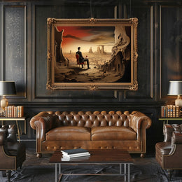 Surreal Dystopian Landscape with Red Chair Fantasy Poster