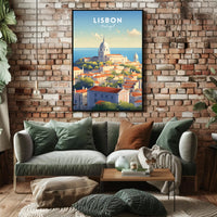 Lisbon Cityscape Coastal View Urban or Cityscape Poster