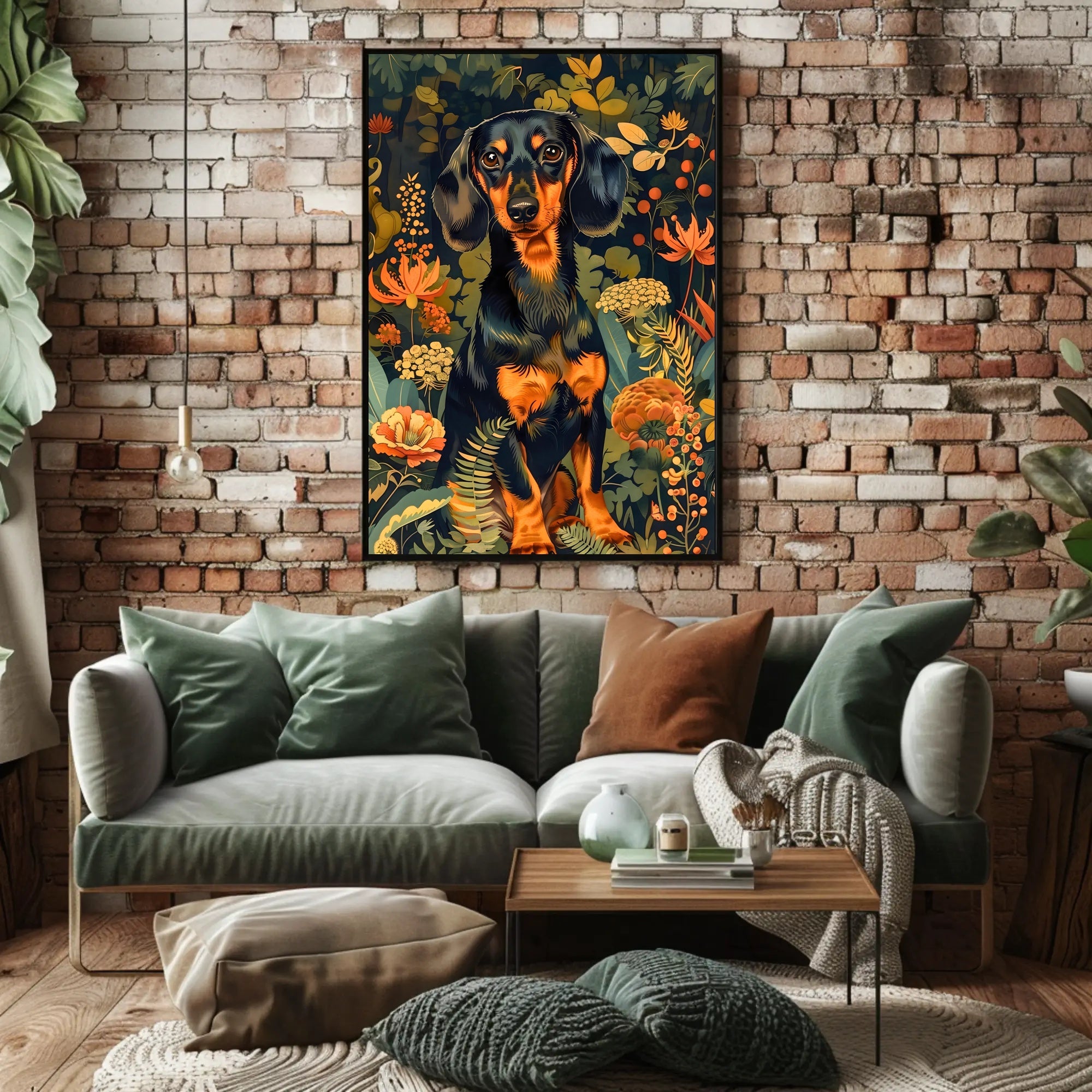 Dachshund in Bloom Wall Art Print