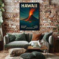 Hawaii Volcano Adventure Vintage Travel Poster Print