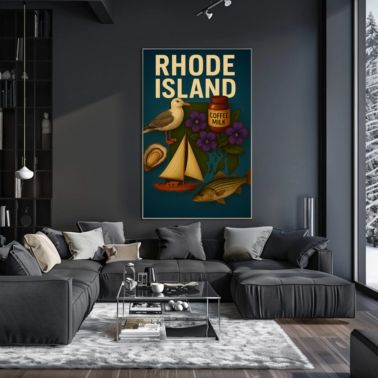 Rhode Island Icons Coffee Milk Sailboat State Pride Travel Poster Travel Poster