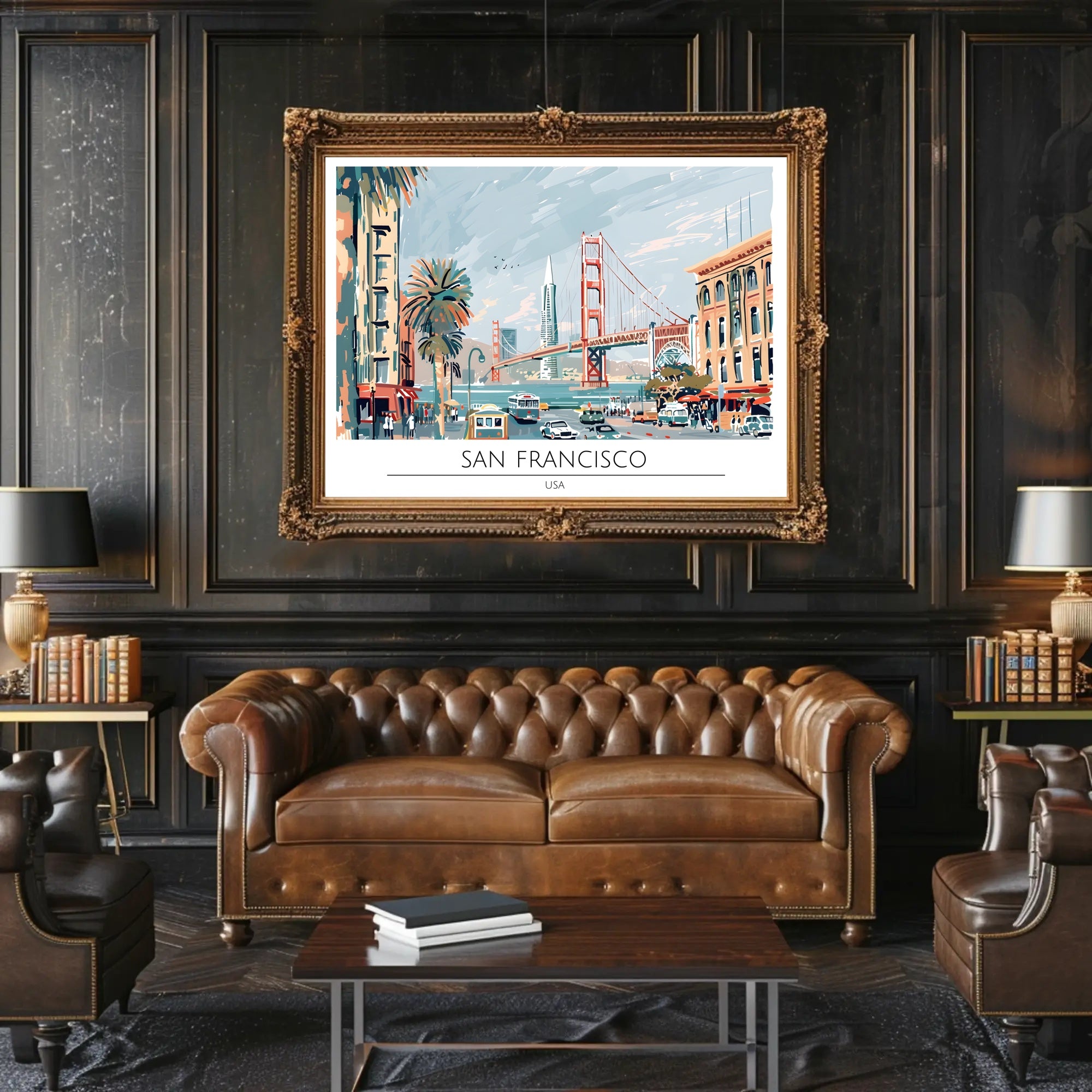 San Francisco Scenic Illustration Poster PosterGoat