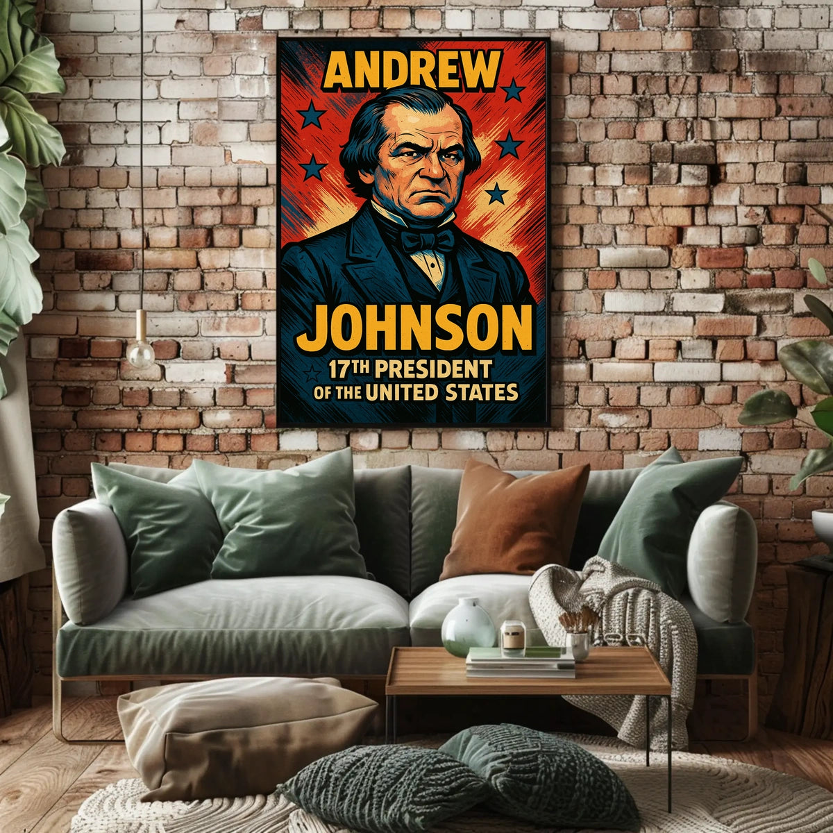 Andrew Johnson Seventeenth President Poster Vintage Wall Art