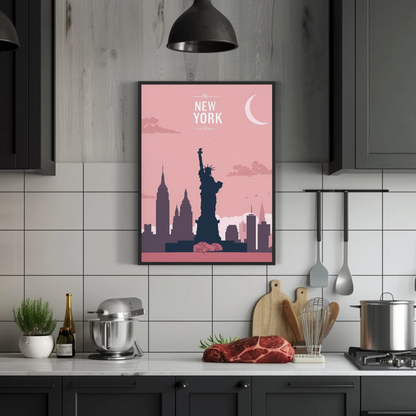 Vintage Travel Poster - New York Statue of Liberty
