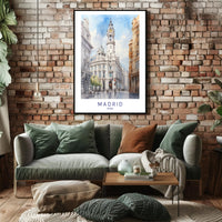 Madrid's Historic Building Watercolor Travel Poster PosterGoat